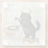 KItty Kichen Black Cat, Glass Coaster Glazen Onderzetter (Achterkant)