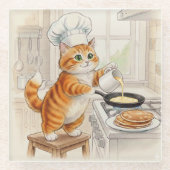 Kitty Kitchen, Glass Coaster Glazen Onderzetter (Voorkant)