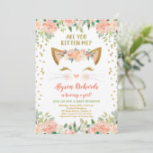 Kitty kitten perzik crème meisje baby shower kaart (Staand voorkant)