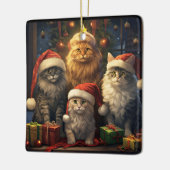 Kitty Kwartet viert Kerstmis Keramisch Ornament (Links)