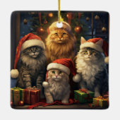 Kitty Kwartet viert Kerstmis Keramisch Ornament (Achterkant)
