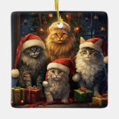 Kitty Kwartet viert Kerstmis Keramisch Ornament (Voorkant)