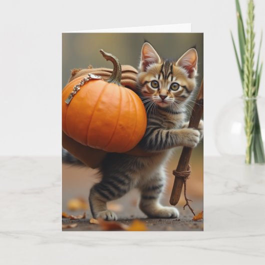 Kitty met pompoen rugzak kaart (Voorkant)