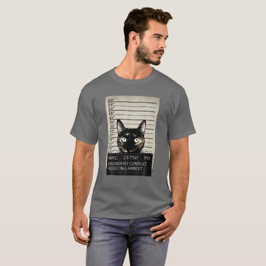Kitty Mugshot Feline Cat Criminal Jail Prison Arre T-shirt (Voorkant volledig)