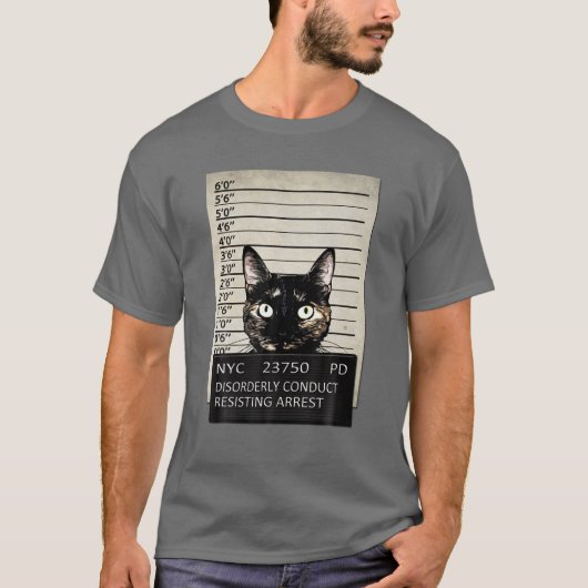 Kitty Mugshot Feline Cat Criminal Jail Prison Arre T-shirt (Voorkant)