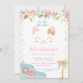 Kitty Pool Party Invitation Kaart (Voorkant)