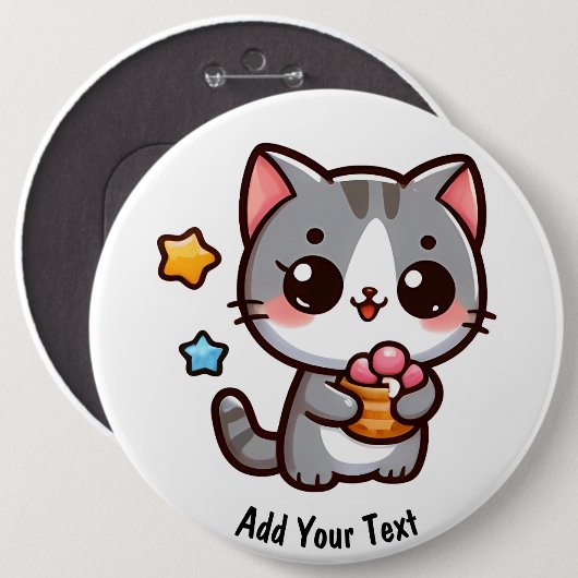 Kitty Ronde Button 6,0 Cm (Voorkant /achterkant)