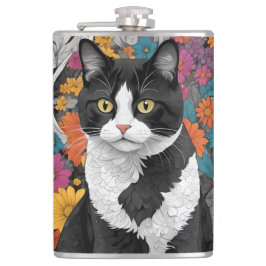 Kitty tussen de bloemen heupfles