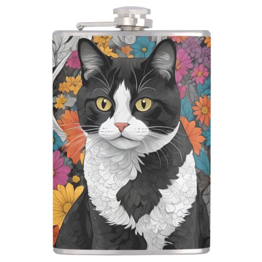 Kitty tussen de bloemen heupfles (Voorkant)