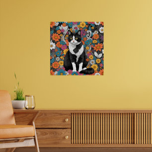 Kitty tussen de bloemen poster