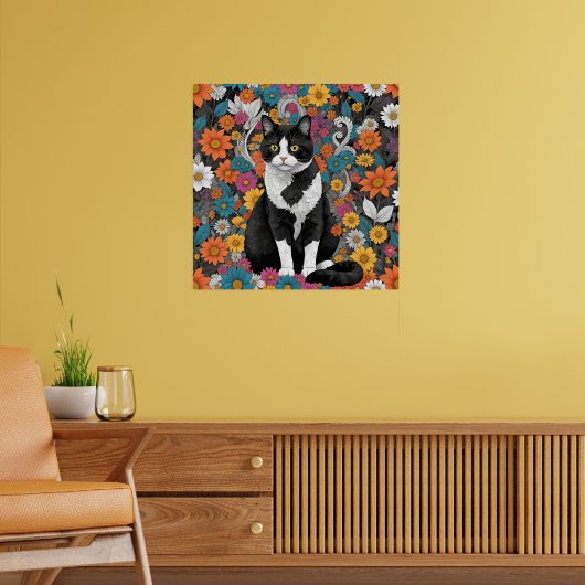Kitty tussen de bloemen poster (Woonkamer 2)