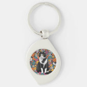 Kitty tussen de bloemen sleutelhanger (Voorkant)