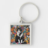 Kitty tussen de bloemen sleutelhanger (Voorkant)