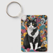 Kitty tussen de bloemen sleutelhanger (Voorkant)