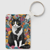Kitty tussen de bloemen sleutelhanger (Achterkant)