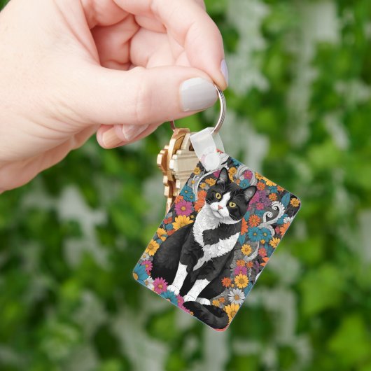 Kitty tussen de bloemen sleutelhanger (Hand)