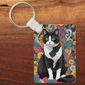 Kitty tussen de bloemen sleutelhanger (Voorkant)