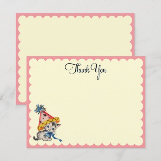 Kitty Verjaardag  |   Platte bedankkaartjes Notitiekaartje (Voorkant / Achterkant)
