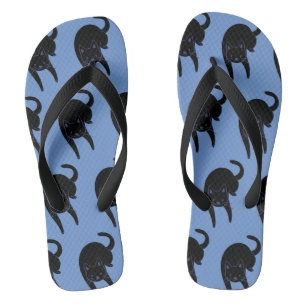 Kitty Voices Zwart Kat Patroon Blauw Teenslippers