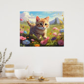 *~* Kitty Walking Bloemen 5:4 Kitten Kat AP68 Poster (Keuken)