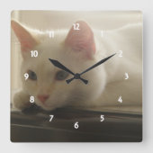 Kitty Wall Clock Vierkante Klok (Voorkant)