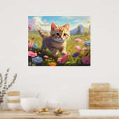 *~* Kitty Wandelende Bloemen 5:4 Kitten Kat AP68 Poster (Keuken)
