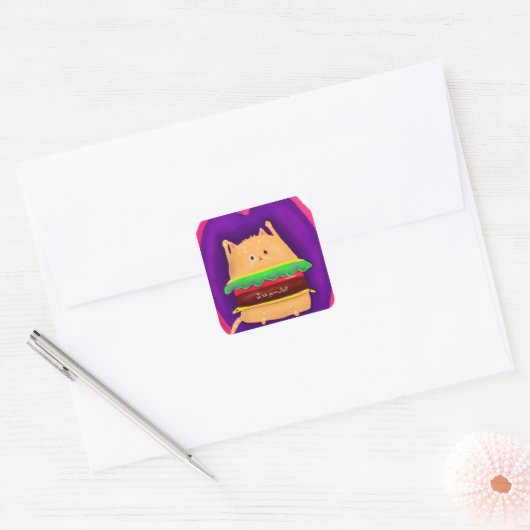 Kittyburger Vierkante Sticker (Envelop)