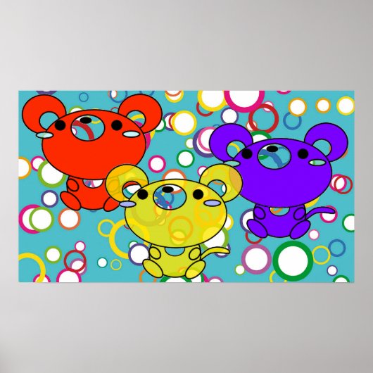 Kittys gekleurd op Poster cirkels (Voorkant)