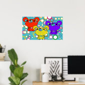 Kittys gekleurd op Poster cirkels (Thuiskantoor)
