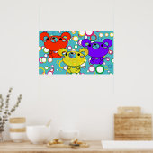 Kittys gekleurd op Poster cirkels (Keuken)