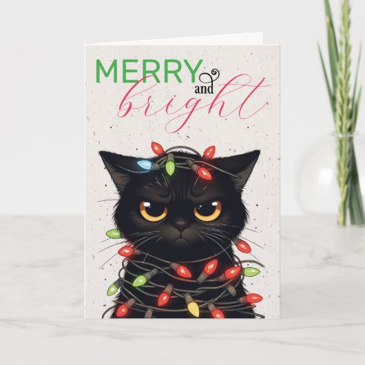 Kittys Kerstverlichting Kaart (Voorkant)
