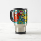 Kittys met kleur op cirkels Aluminium Travel Mug Reisbeker (Voorkant links)