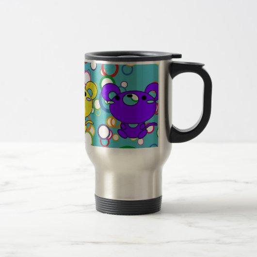 Kittys met kleur op cirkels Aluminium Travel Mug Reisbeker (Rechts)