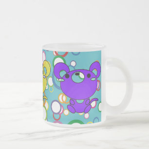 Kittys met kleur op cirkels Mok met gekleurd glas