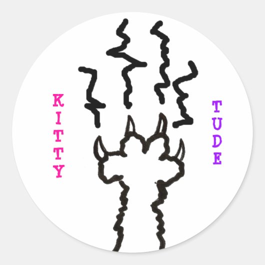 "KittyTude!" Ronde Sticker (Voorkant)