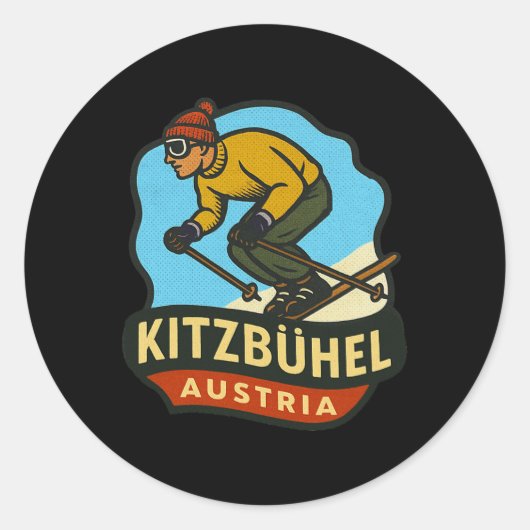 Kitzbühel Austria Skiing  Ronde Sticker (Voorkant)