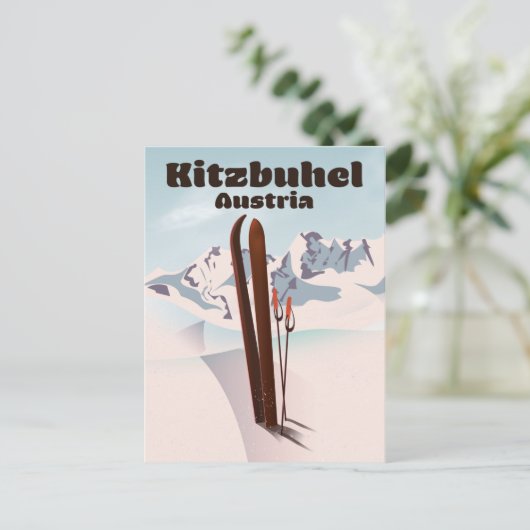 kitzbuhel Austrian ski poster Briefkaart (Staand voorkant)