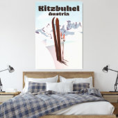 kitzbuhel Austrian ski poster Canvas Afdruk (Insitu (Slaapkamer))