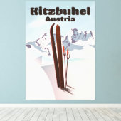 kitzbuhel Austrian ski poster Canvas Afdruk (Insitu (Houten vloer))