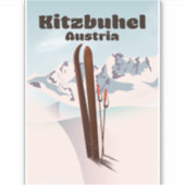 kitzbuhel Austrian ski poster Sticker (Voorkant)