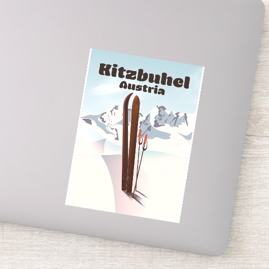 kitzbuhel Austrian ski poster Sticker (Detail)