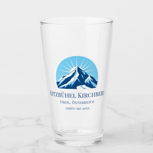 Kitzbühel Kirchberg Oostenrijk skigebied bierglas Glas (Voorkant)