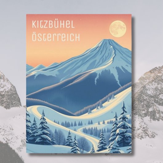Kitzbühel Oostenrijk skivakantie Modern Briefkaart