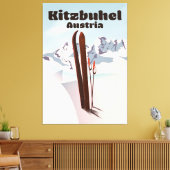 Kitzbühel Oostenrijkse ski-poster Canvas Afdruk (Insitu (Woonkamer))