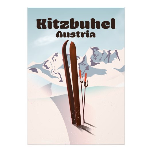 Kitzbühel Oostenrijkse skiposter Foto Afdruk (Voorkant)