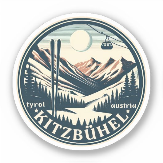 Kitzbuhel Town Oostenrijk SKI resort cadeaus Sticker (Voorkant)