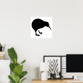 Kiwi Alle zwarte tinten en alle witte en witte Nie Poster (Thuiskantoor)