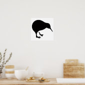 Kiwi Alle zwarte tinten en alle witte en witte Nie Poster (Keuken)