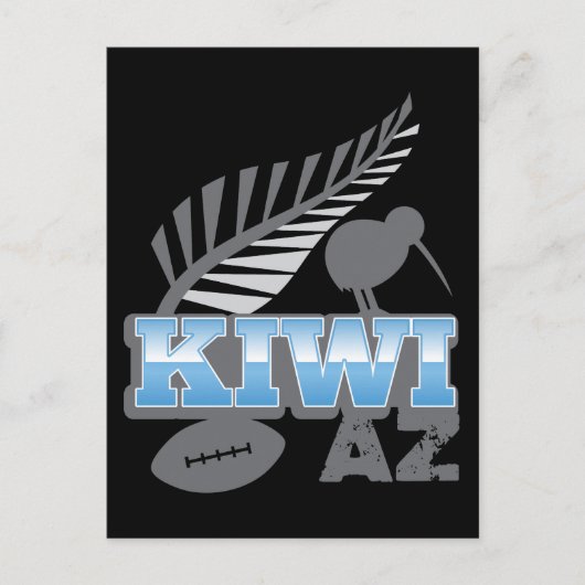 KIWI AZ rugbyvogel en zilverfern Nieuw-Zeeland Briefkaart (Voorkant)