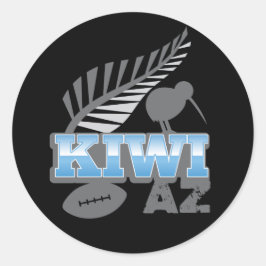 KIWI AZ rugbyvogel en zilverfern Nieuw-Zeeland Ronde Sticker